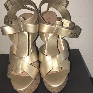 Cork heel wedge sandal